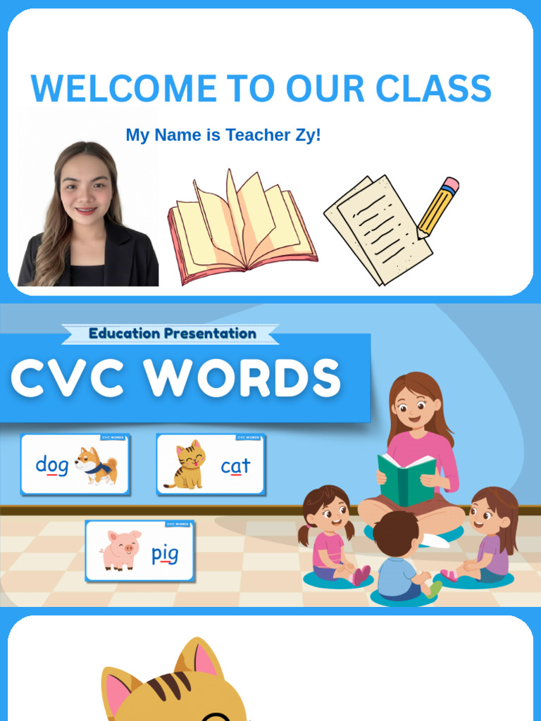 Blue Illustrative Style CVC Words Presentation | PDF