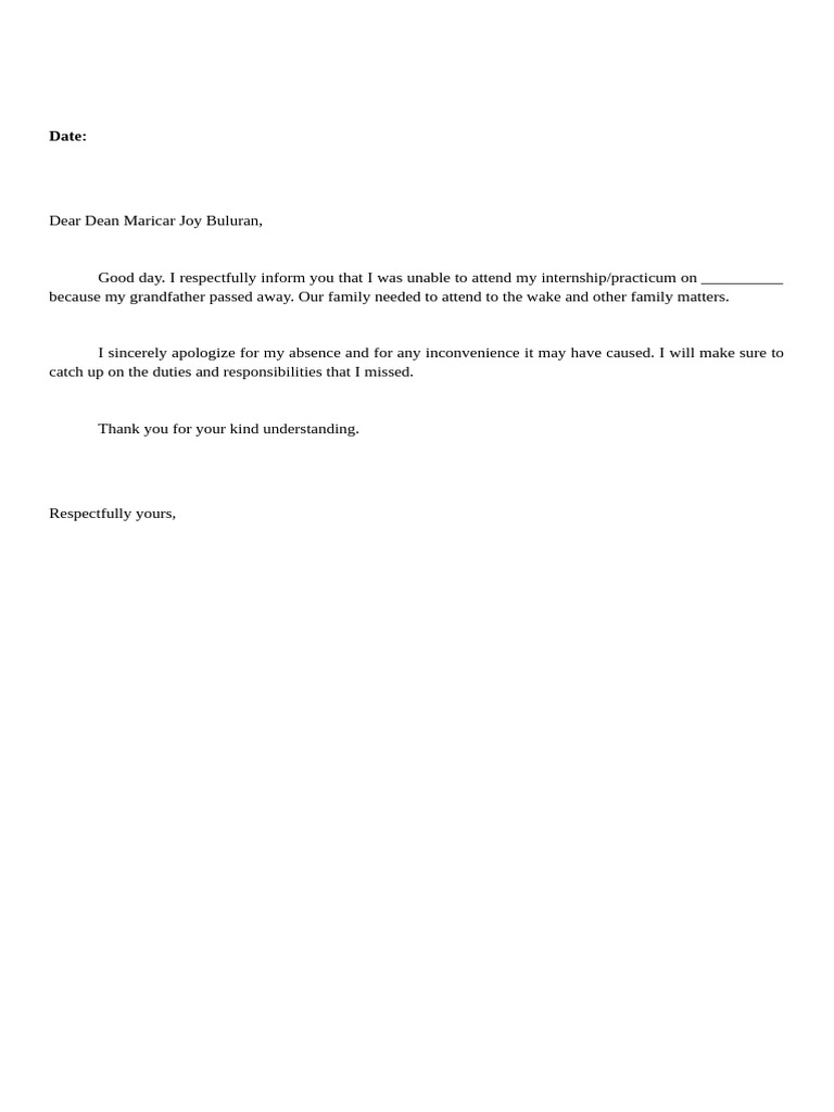 Excuse Letter | PDF