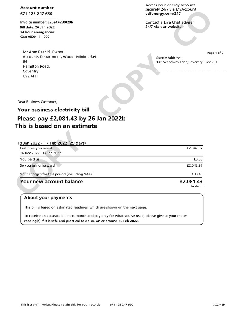 EDF Bill | PDF | Invoice