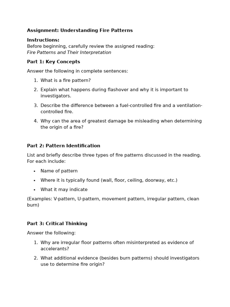 Assignment Fire Patterns | PDF