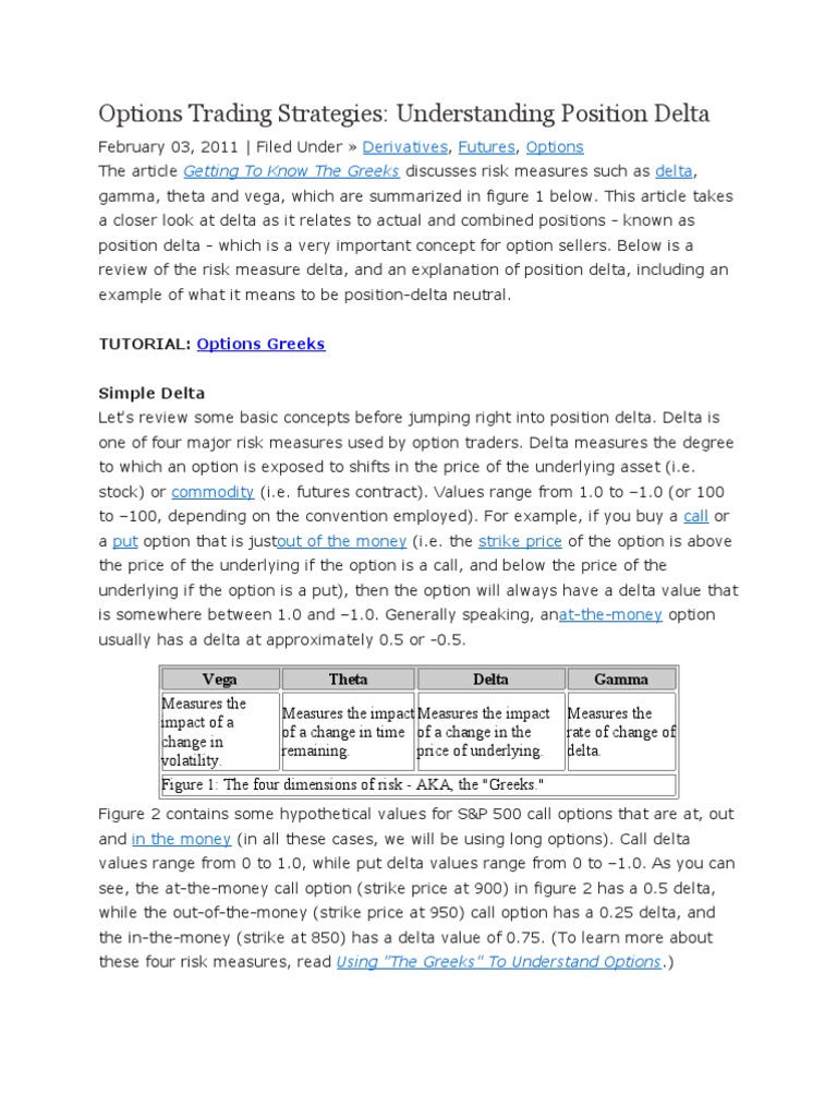 Options Trading Strategies: Understanding Position Delta | PDF | Greeks ...