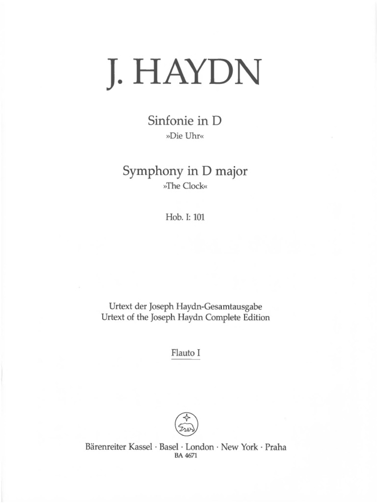 -Haydn - Symphony No 101 in D Major the Clock - Flute I | PDF