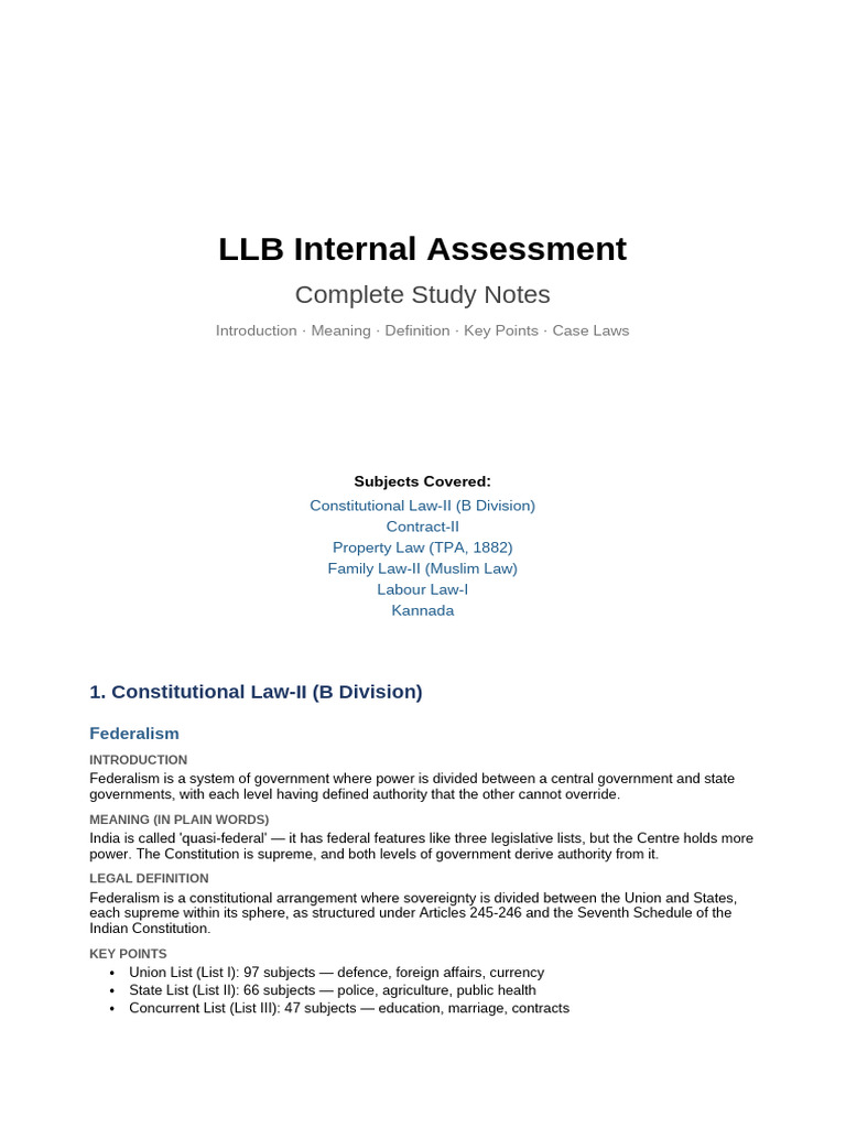 LLB Study Notes Complete | PDF | Guarantee | Sharia