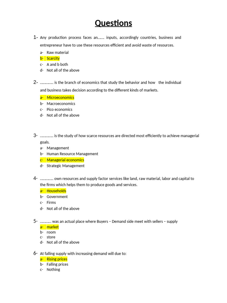 Economics Sample Exam With Answers | PDF | Elasticity (Economics) | Demand