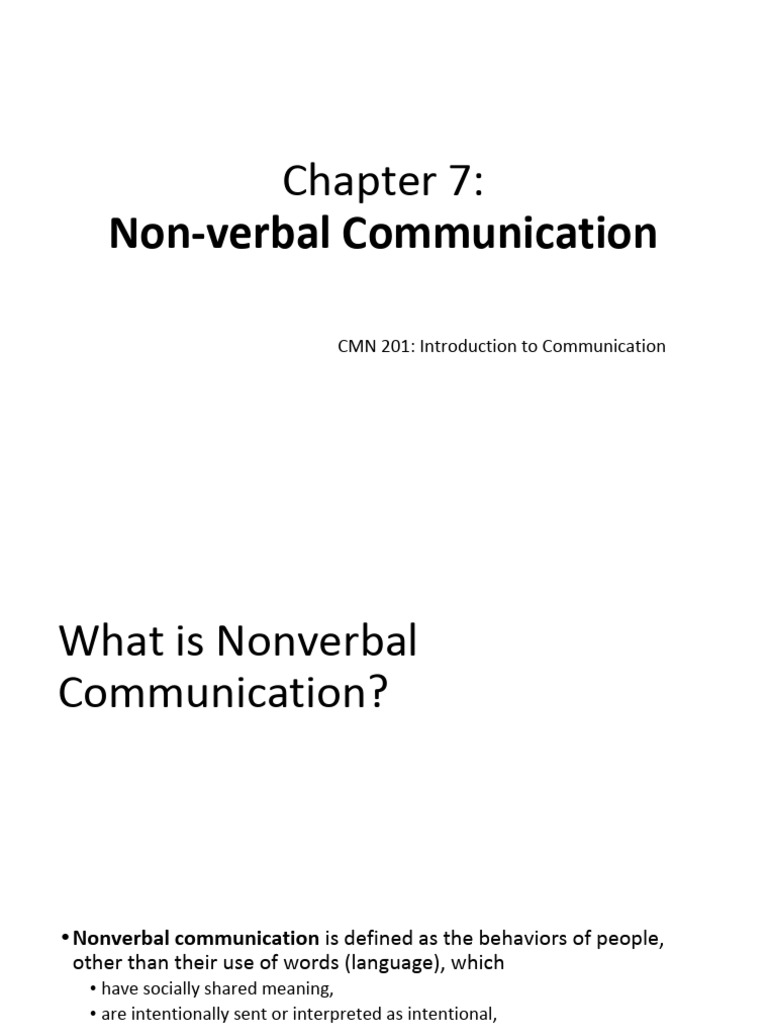 Lecture 11 - Non-Verbal Communication | PDF | Nonverbal Communication ...