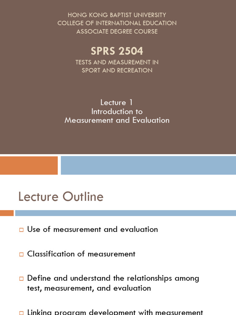 Lecture 1 Introduction to Measurement and Evaluation | PDF | Validity ...