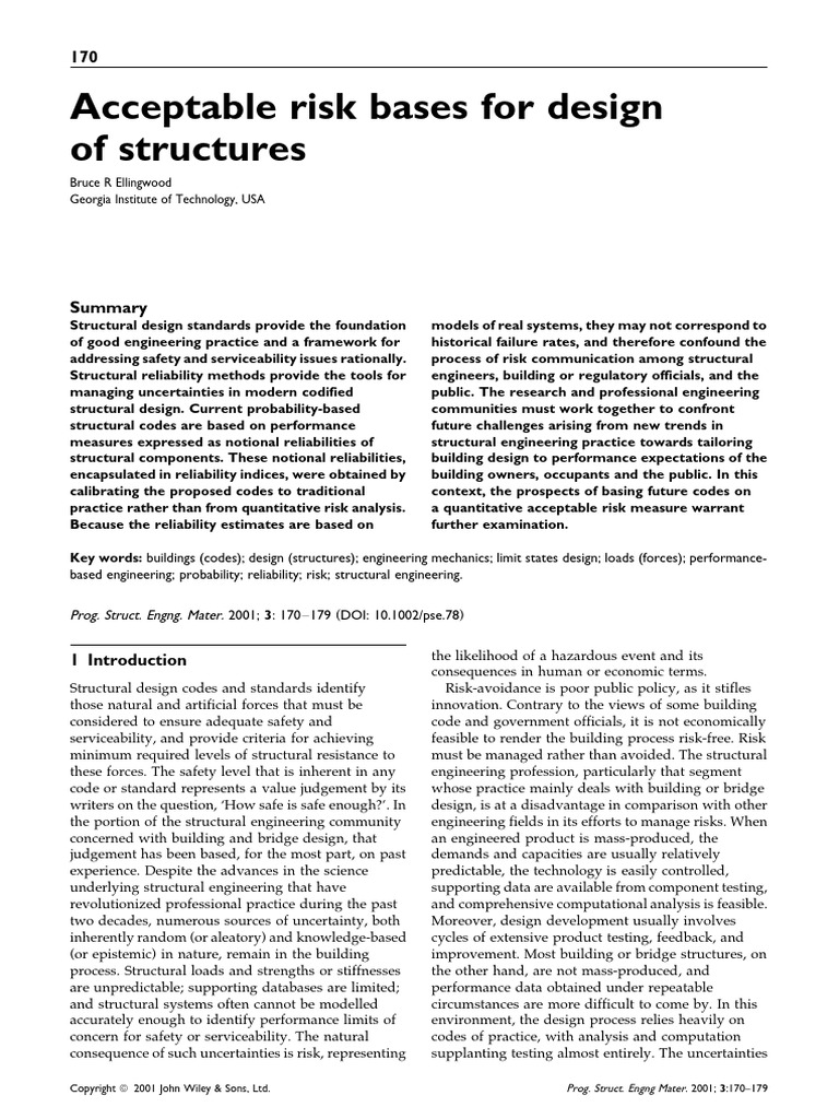 2001_Acceptable Risk Bases for Design of Structures | PDF | Reliability ...