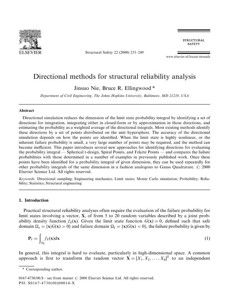 Directional Methods for Structural Reliability Analysis | PDF ...