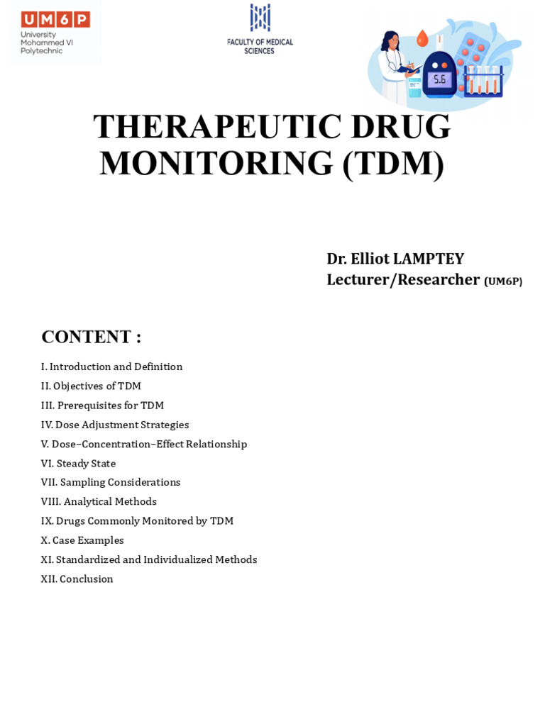 THERAPEUTIC DRUG MONITORING (TDM) | PDF | Pharmacokinetics | Chemistry