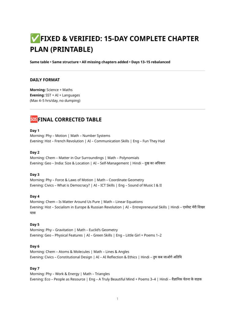 Class 9 Final Exam Study Plan | PDF | Mathematics | Physics