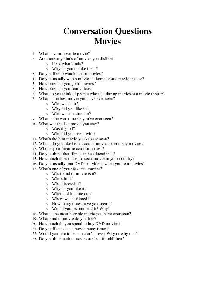 Movie Discussion Starters | PDF | Games & Activities
