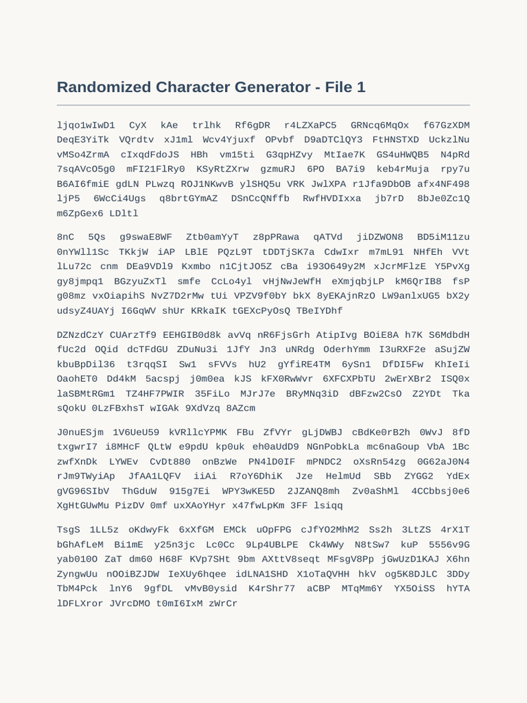 Random Characters v1 1 | PDF
