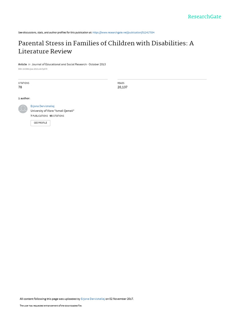 Parental Stress in Families of Children With Disab | PDF