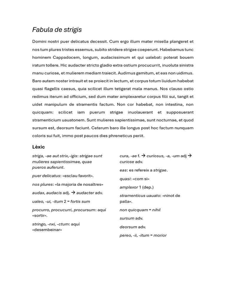 Fabula de Strigis | PDF