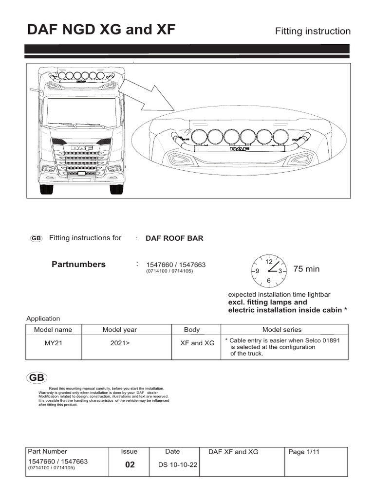 New DAF XF & XG Mounting Instructions | PDF | Land Transport | Transport