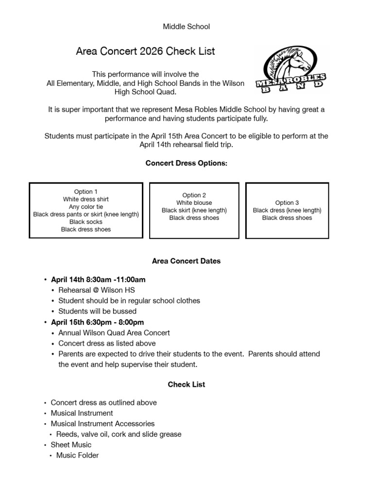 QUAD Area Concert 2026 Check List MS (1)-3 | PDF