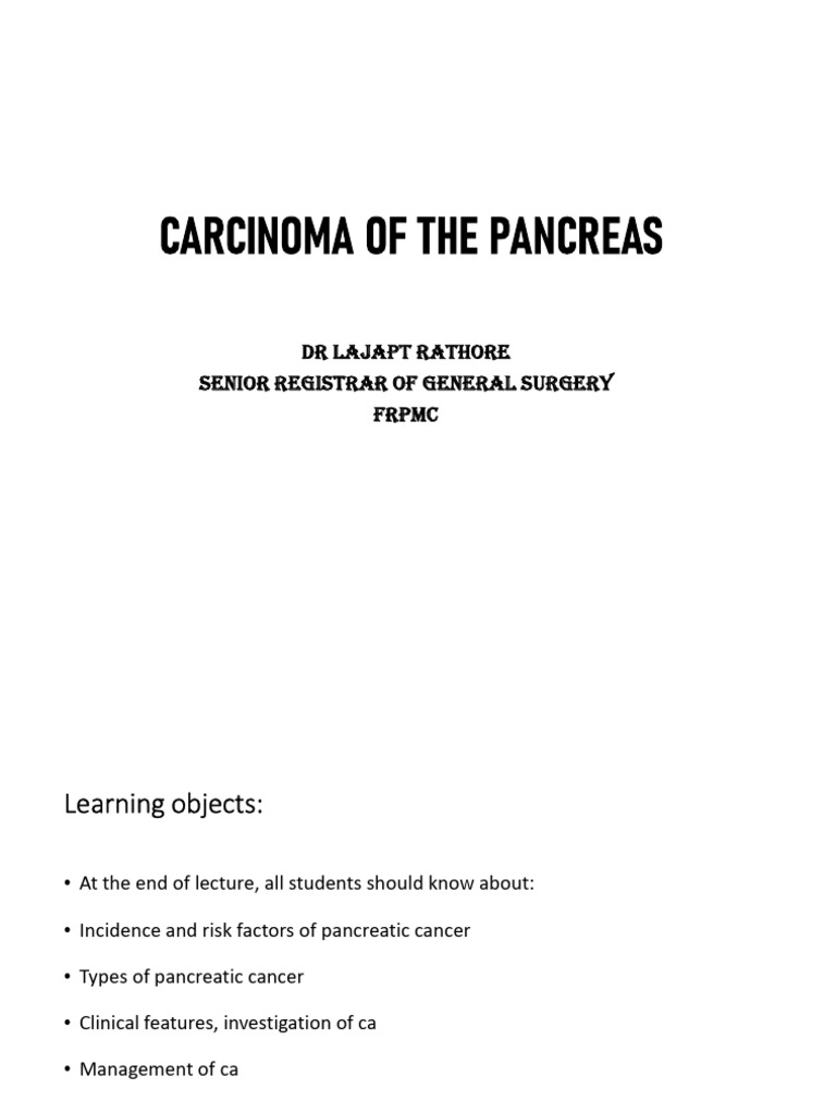 CARCINOMA OF THE PANCREAS | PDF | Pancreatic Cancer | Cancer