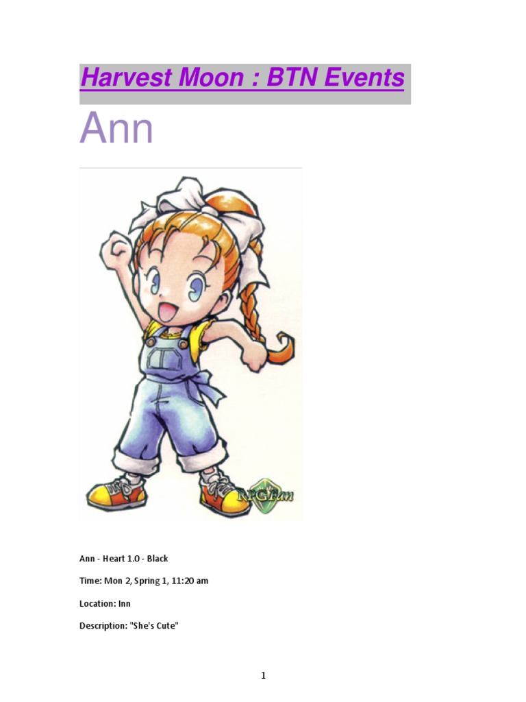 Harvest Moon BTN Events PDF