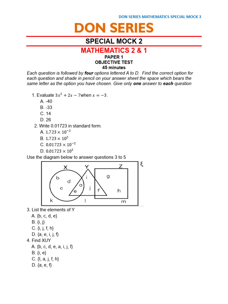 Don Mathematics -Mock 3 | PDF | Length | Euclidean Vector
