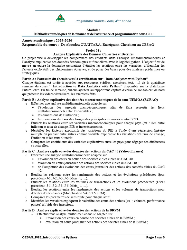 PGE - Programme de Formation Python Pour Analyste de Données - Projet ...