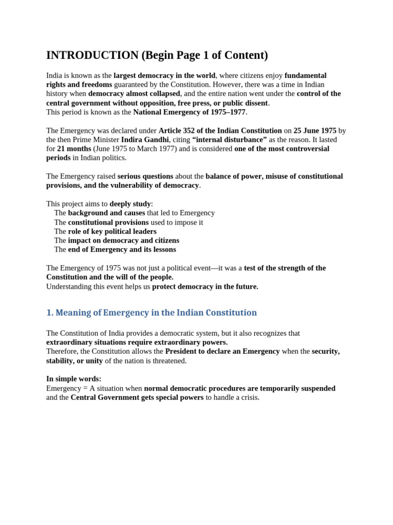 emergency pol sci 12 | PDF | Government Of India | Government
