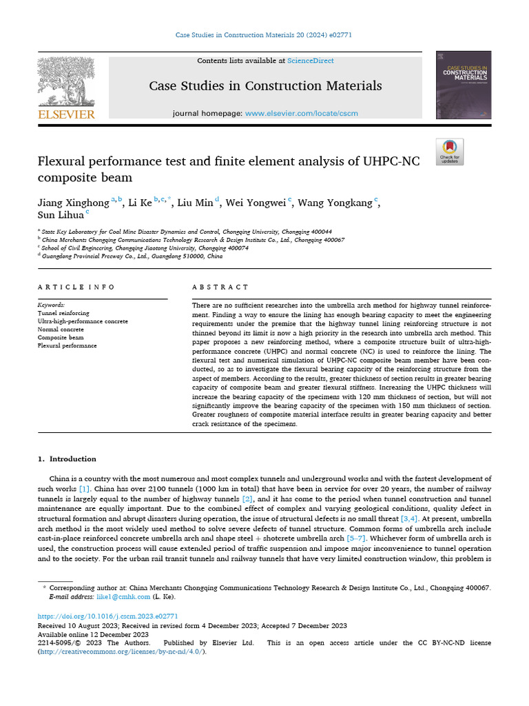 Flexural Performance Test and Finite Element Analysis of UHPC-NC | PDF ...