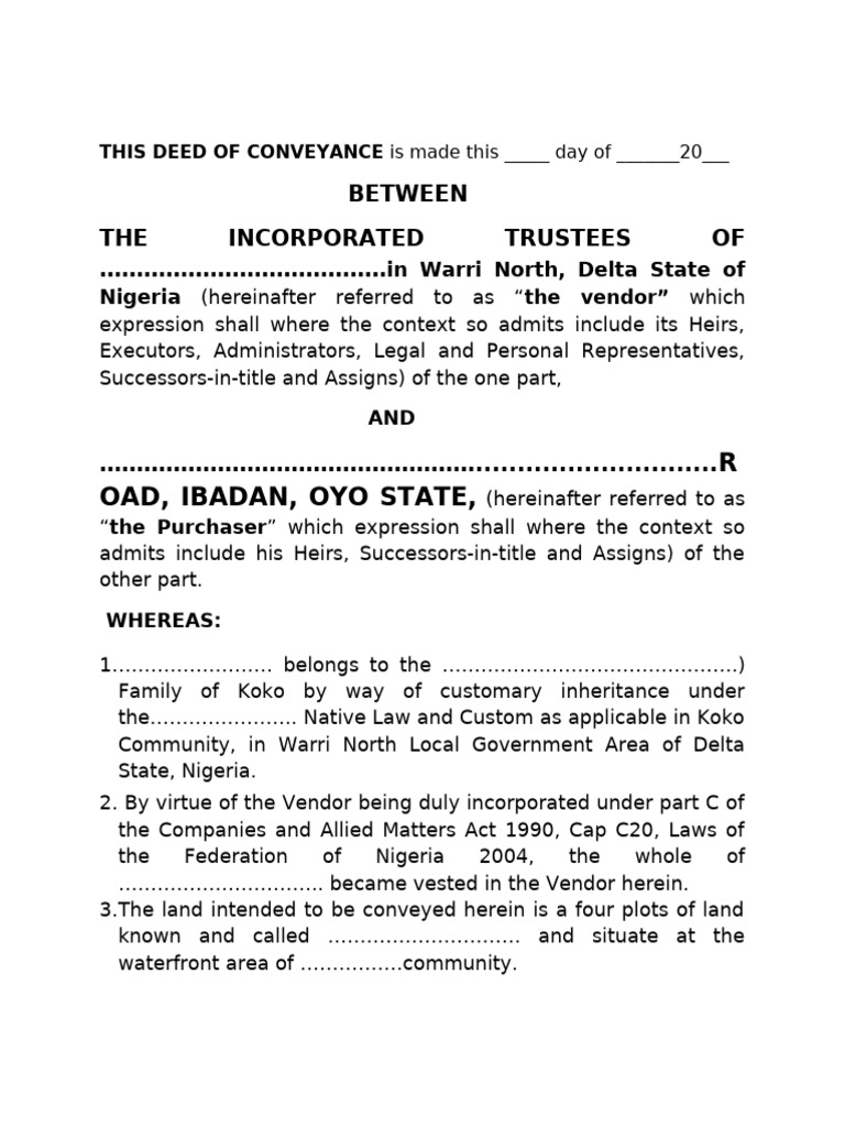 Deed of Conveyance New 7 | PDF | Deed | Common Law