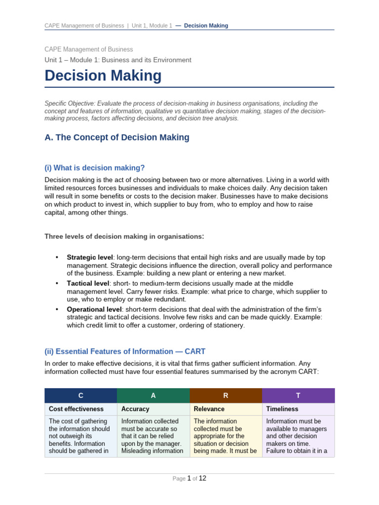 CAPE MOB Decision Making | PDF | Inflation | Economics