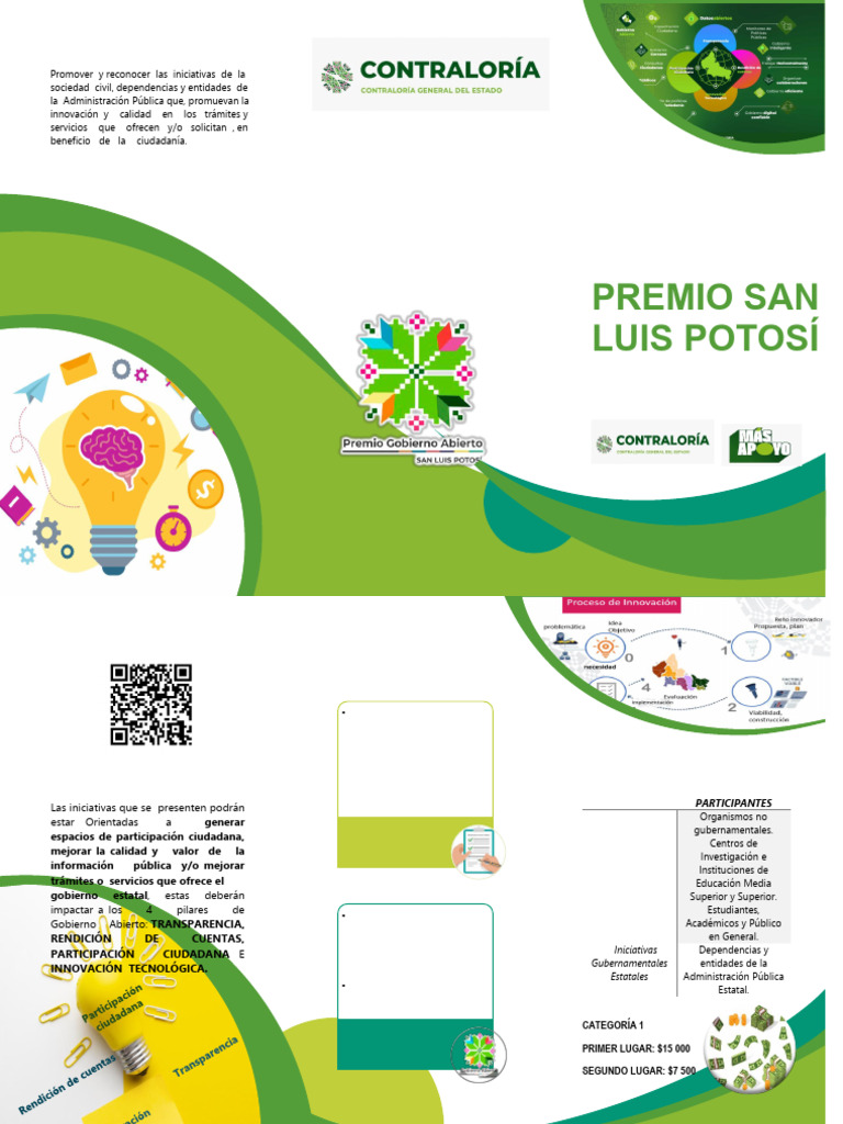 Tríptico Del Premio de San Luis Potosí de Gobierno Abierto, Edición ...