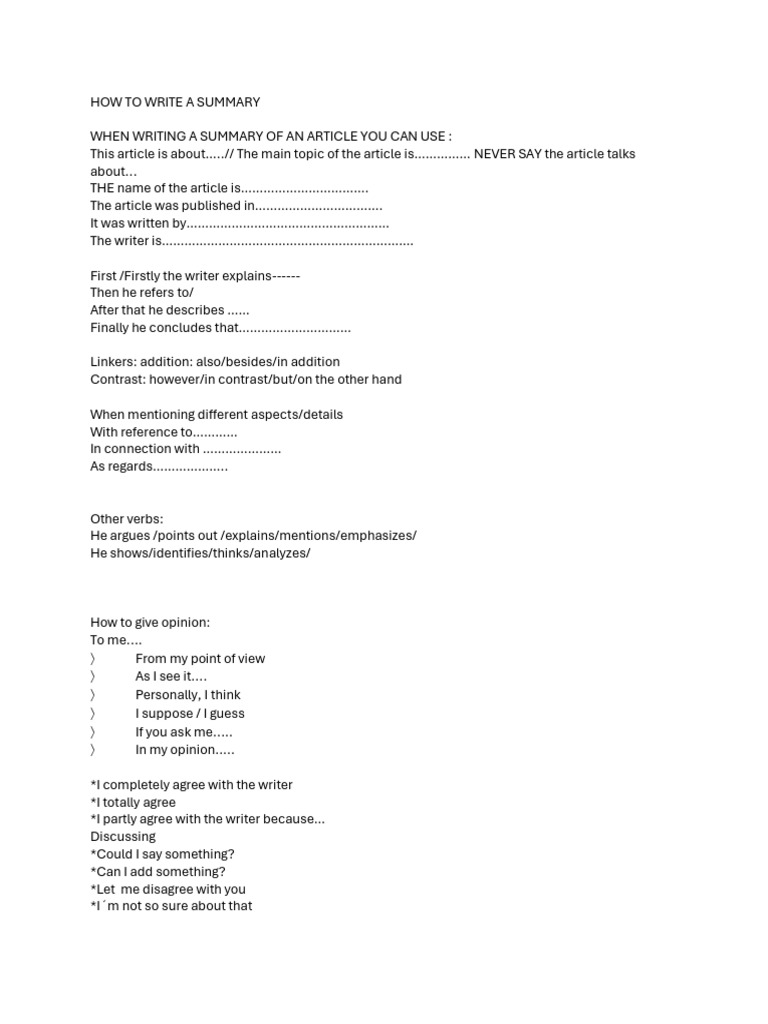 How to Write a Summary | PDF