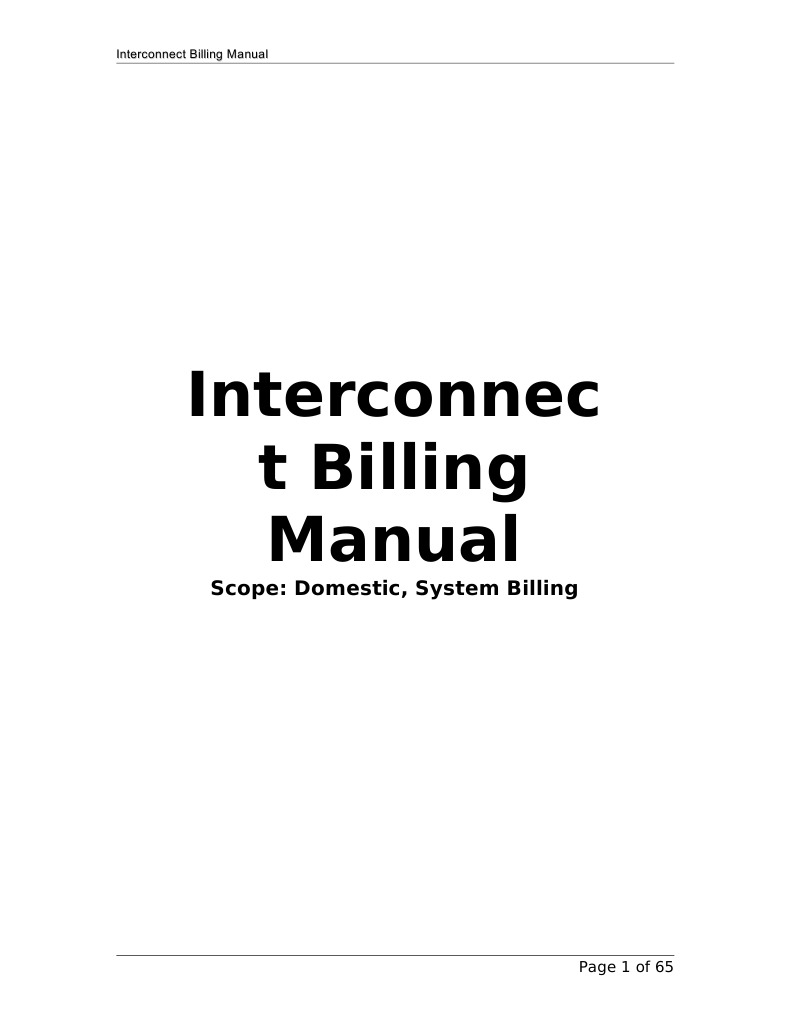 Interconnect Billing Manual PDF Telephone Exchange Roaming