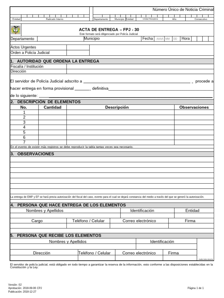 FPJ 30 Acta de Entrega v 02 | PDF | Justicia | Crimen y violencia