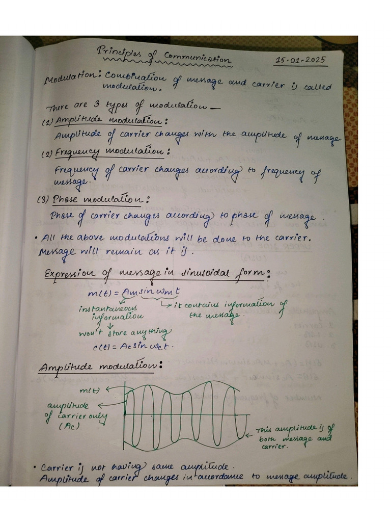 Principles of Communication Classnotes | PDF