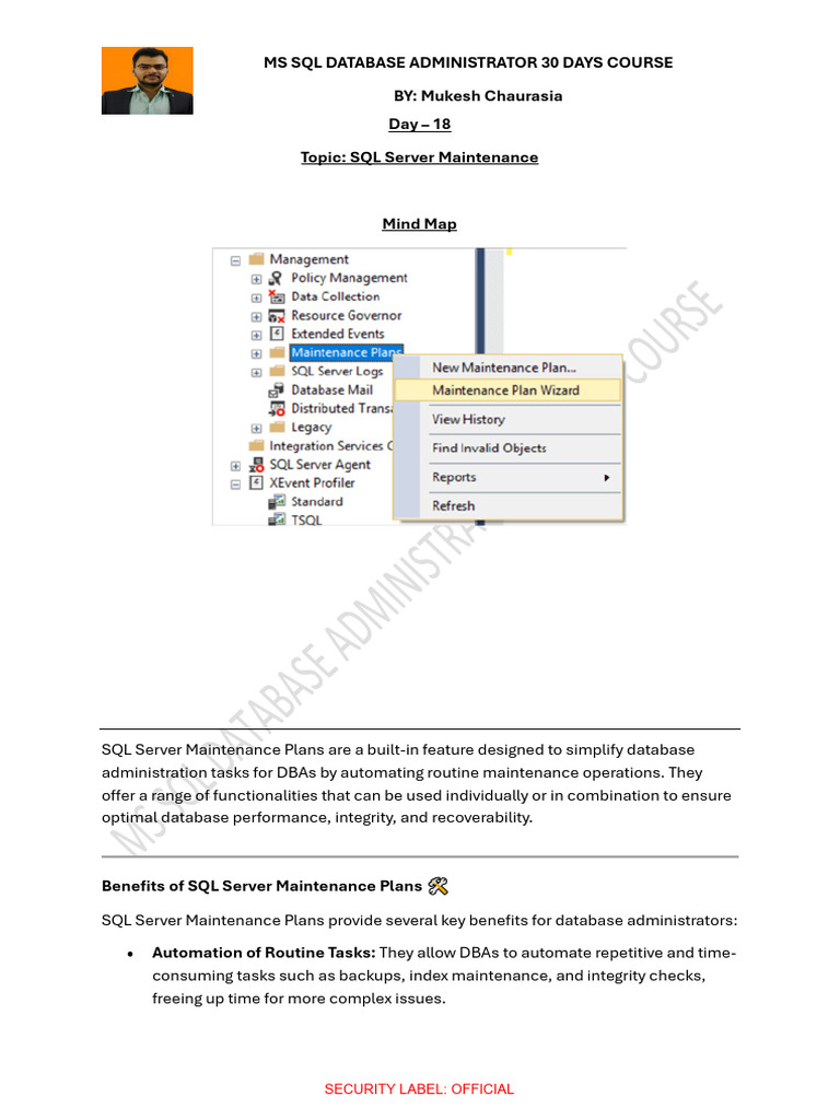 18 - SQL Server Maintenance | PDF | Database Index | Databases