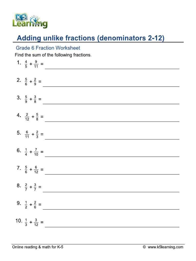 Adding Fractions | PDF