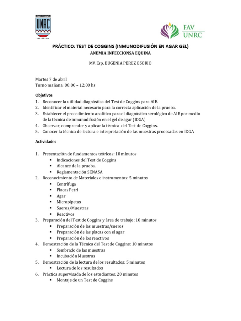 Practico Tecnicas Laboratorio Test Coggins | PDF