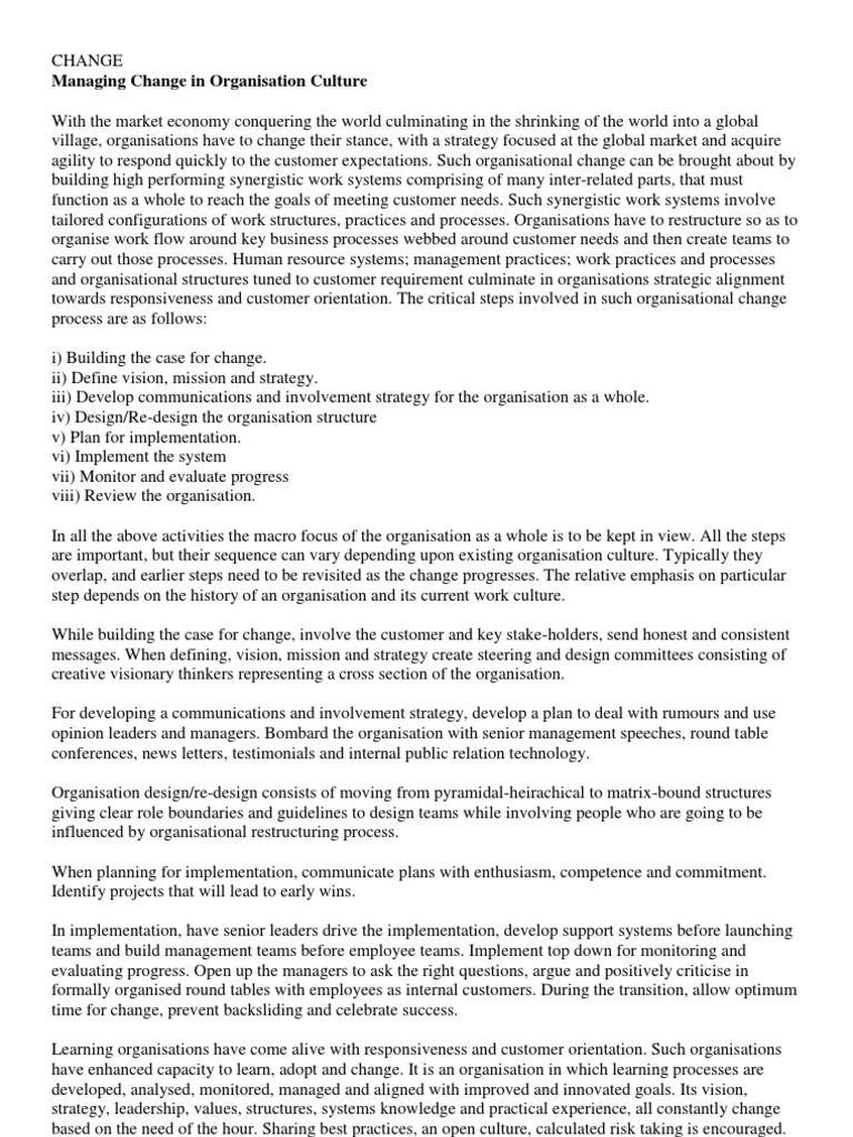 Managing Organizational Change Effectively | PDF | Stress Management ...