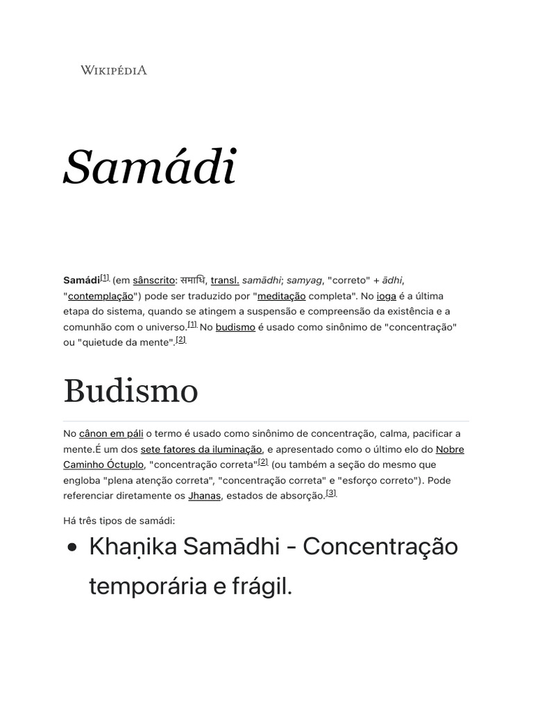Samádi | PDF | Meditação budista | Ioga