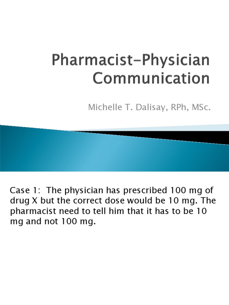 Pharmacist Physician Communication | PDF | Medical Prescription ...