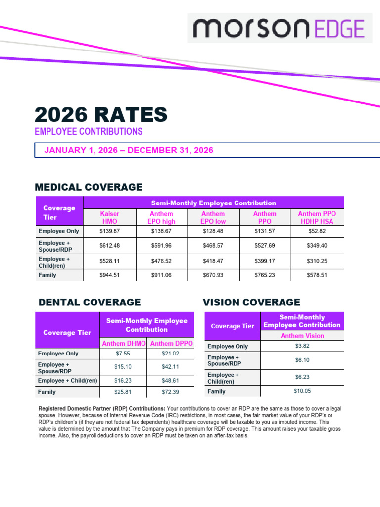 Morson Core 2026 Rate Sheet | PDF | Internal Revenue Code | Payroll