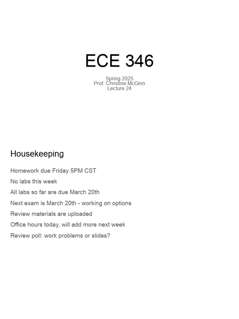 ECE 346 Lecture 24 S26 | PDF | P–N Junction | Electrical Components