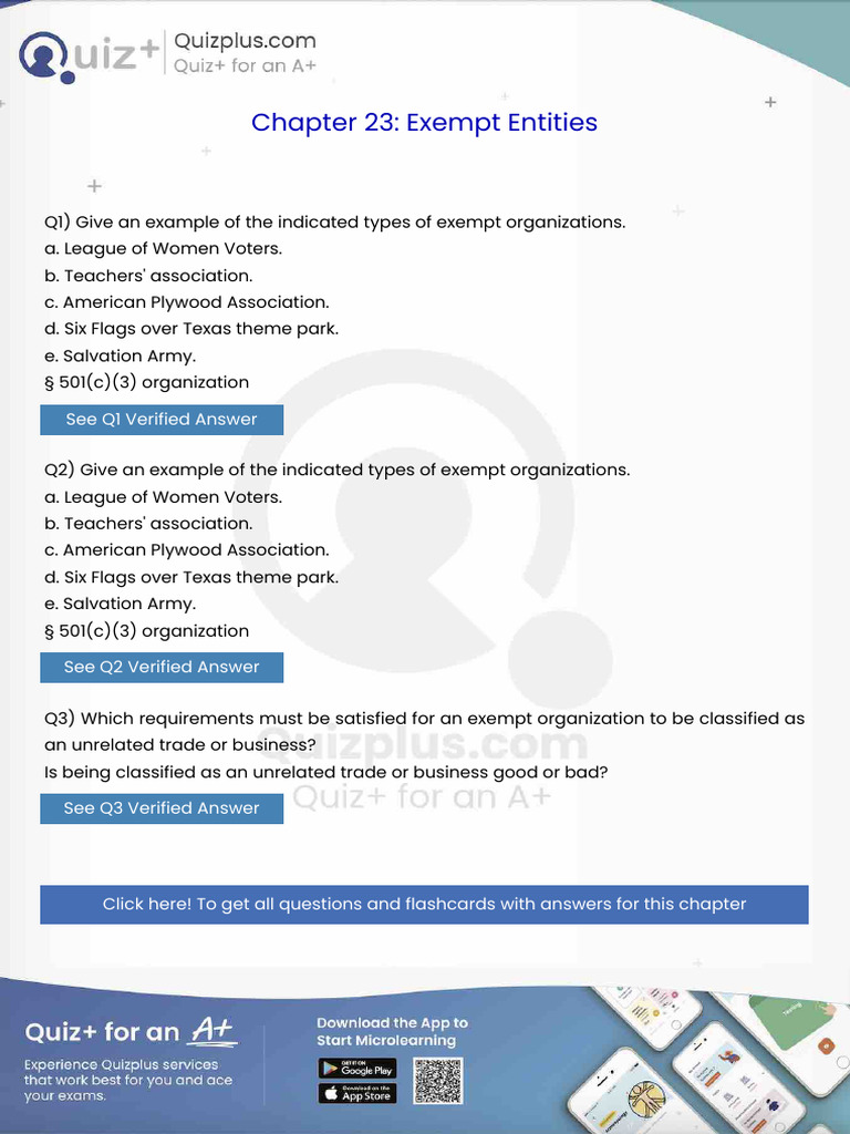 Give an Example of the Indicated Types of Exempt Organizationsa League ...