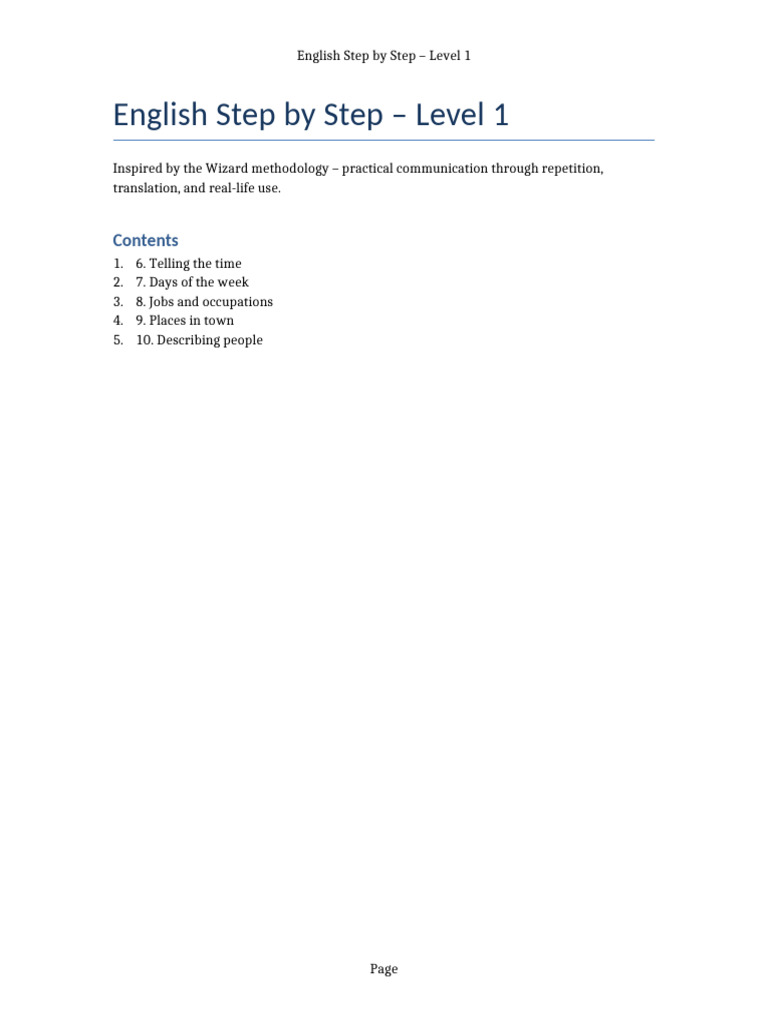 English Step by Step Level1 Lessons6to10 | PDF