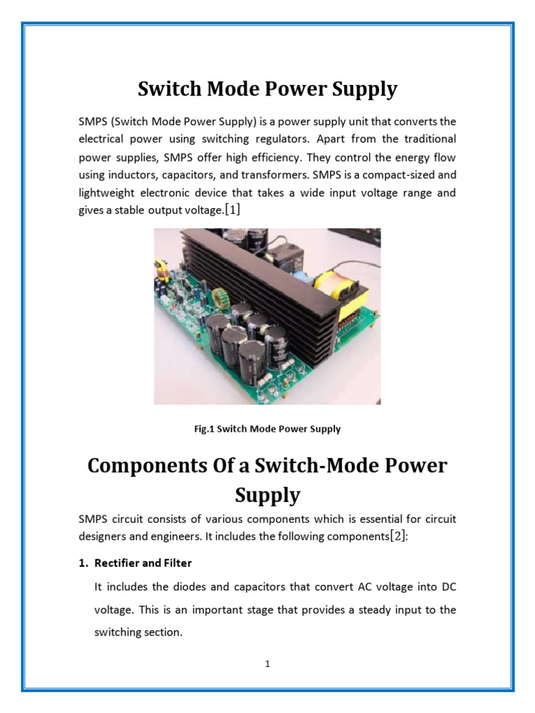 Switch Mode Power Supply | PDF | Rectifier | Power Supply