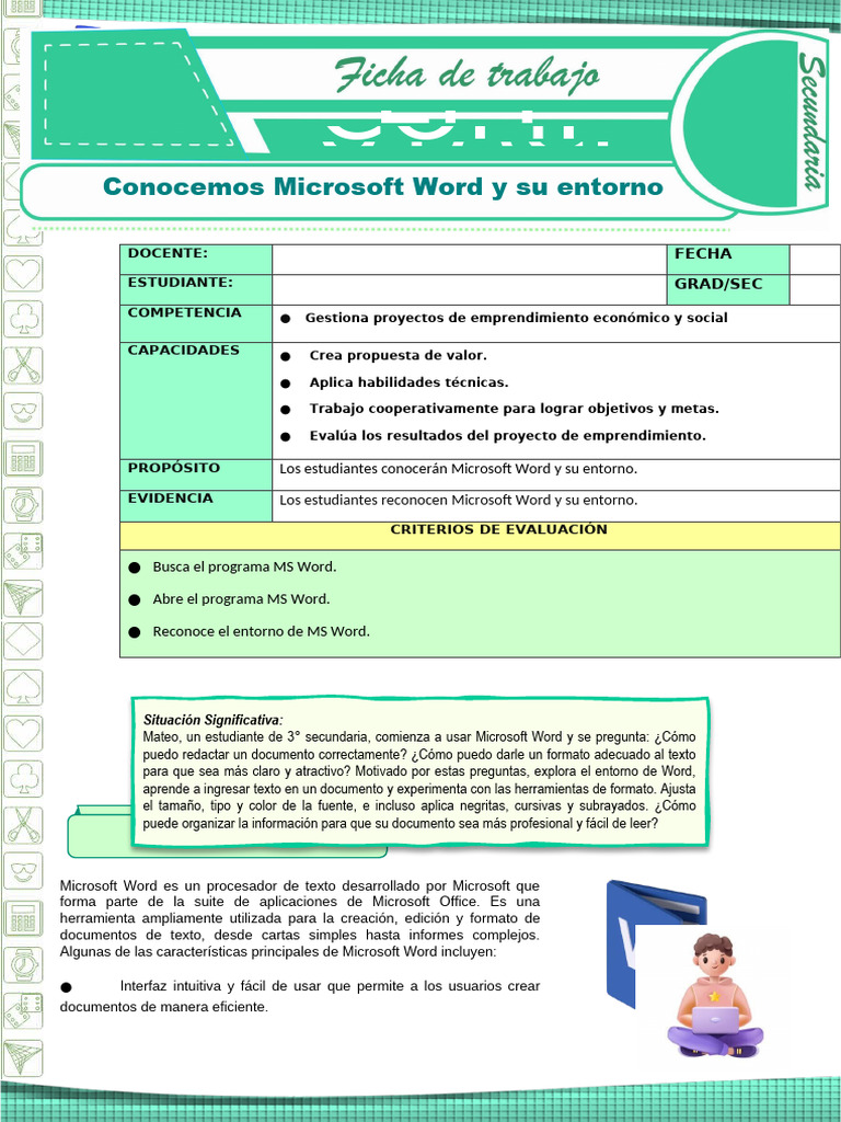 Ficha de Actividad Ept Compu Vii - Semana 1 | PDF | Microsoft Word ...