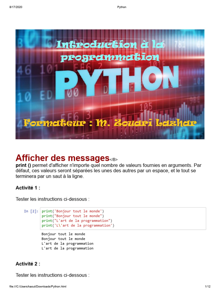 Python | PDF | Python (Langage de programmation) | Programmation ...