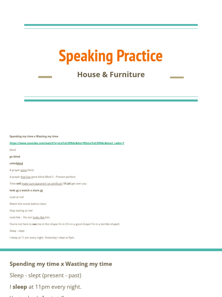 Speaking Practice - House | PDF | Room | Bedroom