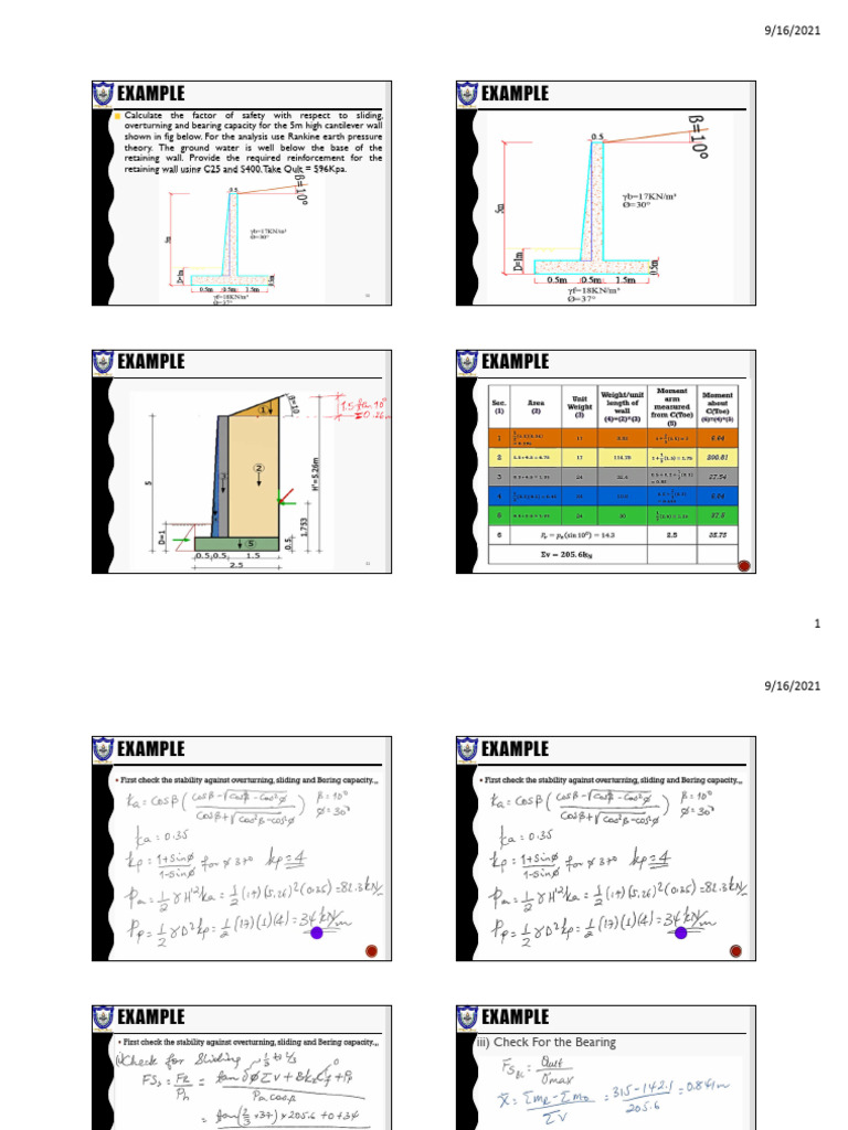 Cantilever Retaining Wall Analysis and Design | PDF
