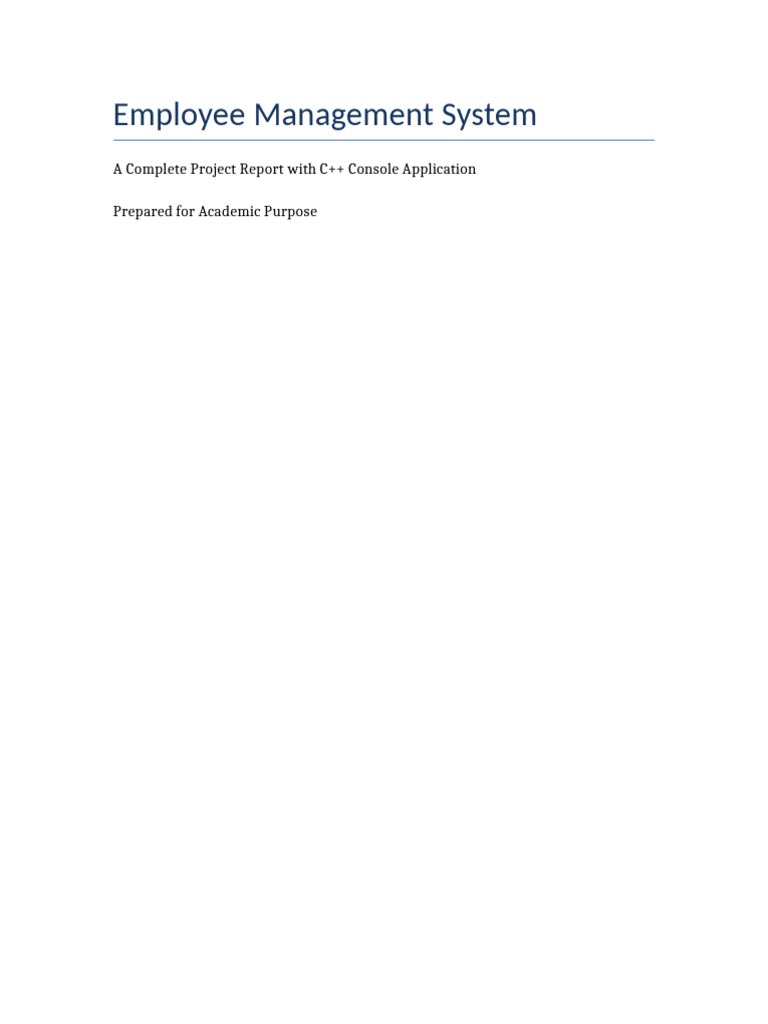 Employee Management System Project | PDF | C++ | File System