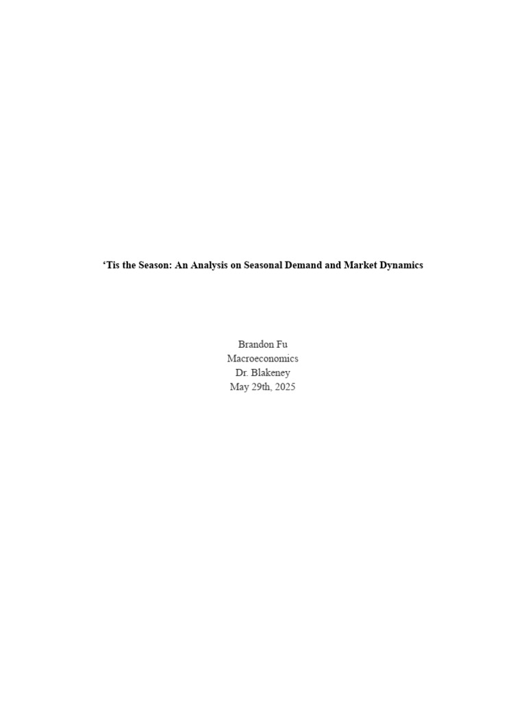 Econ Final Project Paper | PDF | Demand | Market (Economics)